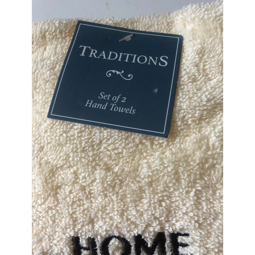 Traditions Hand Towels Home Sweet Home Embroidered Pinecone Cabin Camp Set of 2